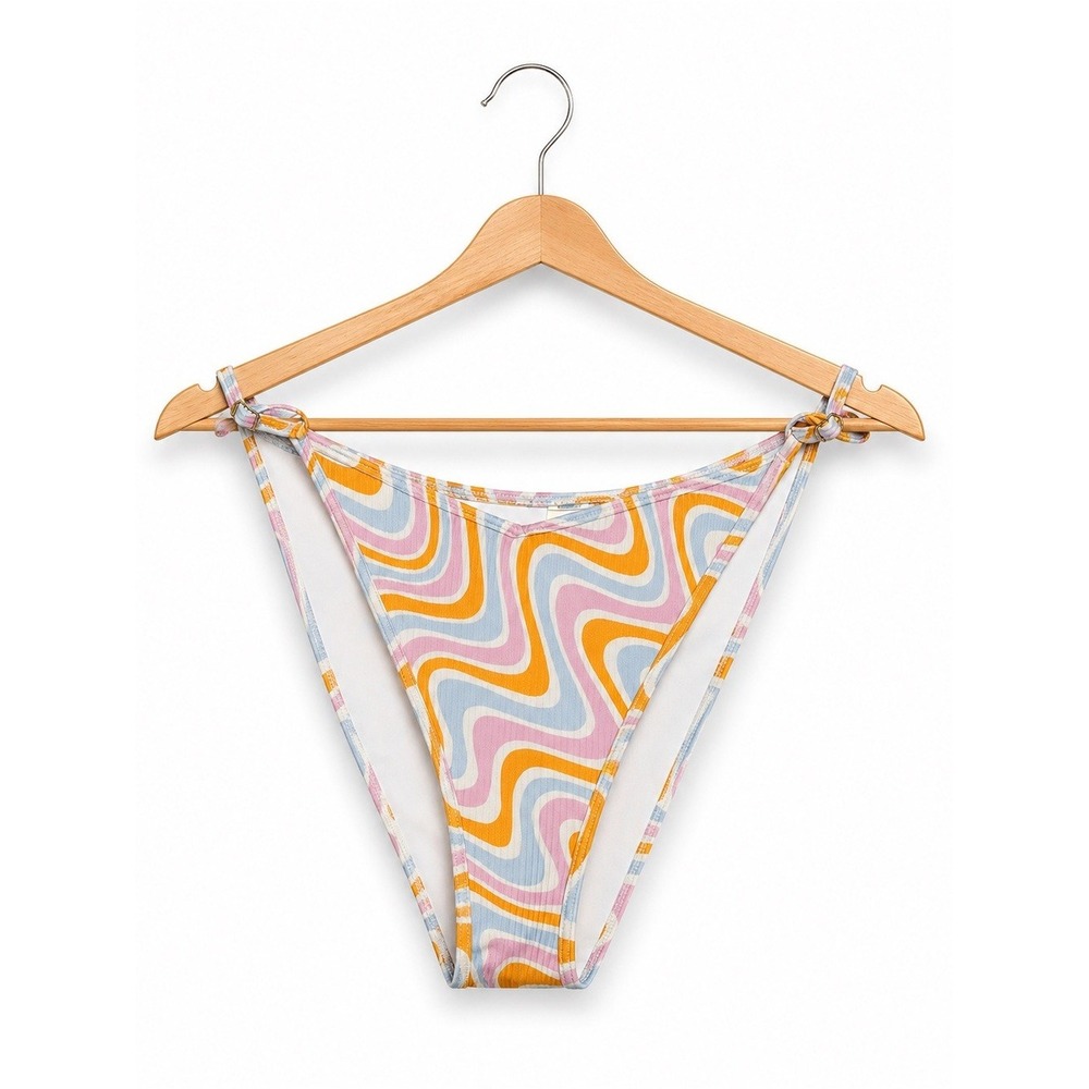 Hollister Womens Bikini Bottoms Sz M Blue Pink Orange White Psychedelic Groovy